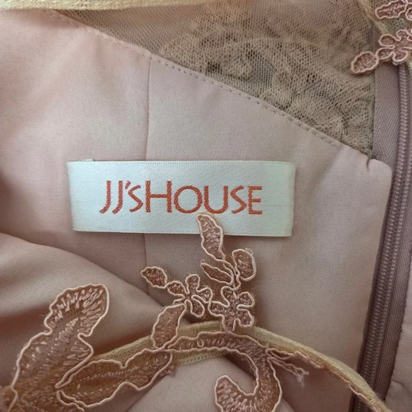 JJ's House Dusty Rose Chiffon Lace Halter Neck Formal Evening Gown Dress - Picture 8 of 9